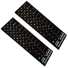 2Pack Russian Standard Keyboard Layout Sticker White Letters Black Replacement picture