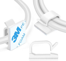 120 Pcs  Adhesive Cable Wire Clips White, Cable Staples Outdoor Cable Management picture