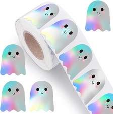 Halloween Ghost Stickers 500 Pack Waterproof Holographic Self-Adhesive 1.25 picture
