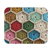 Crochet Hexagon Pattern Mouse Pad | Colorful Granny Square Desk Mat picture