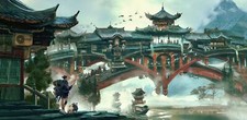 Landscape  fantasy art architecture asian Custom Gaming Mat Desk picture