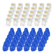 30pcs Cat6 RJ45 Pass Through Connectors with 30pcs Blue Strain Relief Boots picture