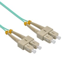 10 Pack of 7m SC/UPC-SC/UPC OM3 Multimode Duplex OFNR 2.0mm Aqua Fiber Optic Pat picture