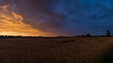 Landscape nature sunrise orange sky poland village field Custom Gaming Mat Desk picture