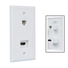 Recessed Low Voltage Wall Plate HDMI Female/Female & RJ-45 CAT5e Coupler White picture