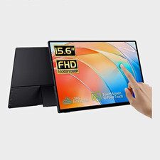 CAPERAVE 15.6in FHD IPS Portable Touchscreen Monitor HDMI USB-C Speakers Black picture