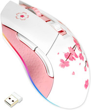 Wireless Gaming Mouse Pink RGB Cherry Blossom Dual Mode 6 Programmable Buttons picture