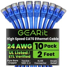Cat 6 Ethernet Patch Cable 2 ft Blue 10 Pack  Cat6 Patch Cables 2ft Blue/Ethe... picture