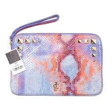 Juicy Couture Purple Pink Pixel Python Leather Zip Tablet iPad Case Sleeve $128 picture