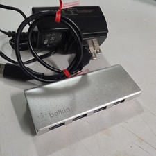 Belkin 4-Port USB 3.0 Hub Aluminum Silver F4U073 High Speed picture
