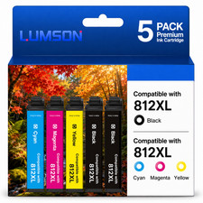 812XL High Yield Ink 5-Pack WITH Chip for  WF-7840 WF-7820 WF-7310 C7000 picture
