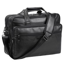 Leather Laptop Bag,Men's 17.3 Inches Messenger Briefcase inch, [G]black picture