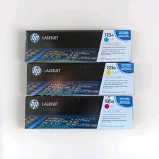 HP 125A Tri-Pack Toner Cartridge Set - Sealed New Cyan/Yellow/Magenta  picture