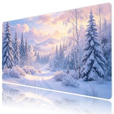 Pink Cloud Snow Forest Winter Christmas Desk Mat for Keyboard and Mouse Desk Pad picture