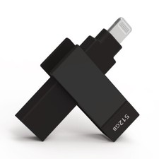 iXflash MFi 512GB iPhone iPad Flash Drive Photo Stick Lightning USB-A Black picture