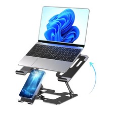 Ergonomic 2-in-1 Laptop Phone Stand for Desk, Adjustable Riser, Sturdy and Po... picture