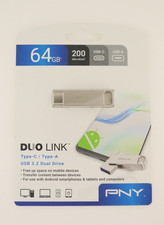 PNY 64GB Duo Link USB-C / USB-A Flash Drive/ 200 MG READ/USB 3.2 DUAL DRIVE NEW picture