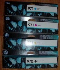 Set of 4 Genuine Factory Sealed HP 970 BLK 971 CYN MAG YEL Inkjets 2017-2018 picture