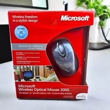 Microsoft Wireless Optical Mouse 3000 Silver Mac PC USB or PS/2 Tilt Wheel NOB picture