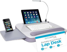 Sofia + Sam Multi Tasking Memory Foam Lap Desk with USB Light (Silver) | Support picture