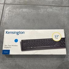 NEW Kensington SlimType Wireless Keyboard Black K72344US For Windows 2/3” Thin picture