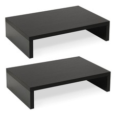 TEAMIX Wood Monitor Stand Riser-2 Pack, 2 Tier Adjustable 2 Packs, Black picture