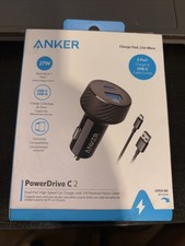 Anker PowerDrive C 2 Dual-Port High Speed Car Charger+USB-C 3ft Cable Combo F/S picture