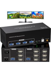ATLAHET 8K@60Hz HDMI KVM Switch 3 Monitors 2 Computers 4K@120Hz USB 3.0 KVM S... picture