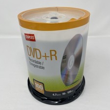 NEW Staples Blank DVD+R 4.7GB 16X 120 Min Spindle 100 Pack picture