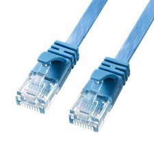 Sanwa Supply CAT6A Flat LAN Cable, 10m, 10Gbps/500MHz, RJ45 Connector, Anti-Snag picture