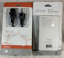 Ativa Universal AC Replacement Power Cords 6 Ft Unopened (x2 units) picture