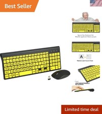 Full Size Large Print 2.4g Wireless Keyboard and Mouse with Oversized Print f... picture