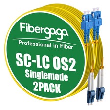 Fibergaga® OS2 LC to SC Fiber Patch Cable, Multimode, 3M(10ft), 2Pack | Multi... picture