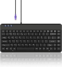 NEW Perixx PERIBOARD-409P Mini Wired 1.8M PS2 Keyboard US English Layout - Black picture