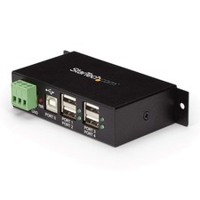 StarTech.com 4-Port USB 2.0 Hub - Metal Industrial USB-A Hub - Din Rail, Wall or picture