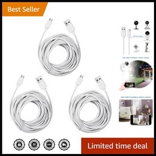 Reliable 25ft Micro USB Extension Cables for Wyze Cam & Yi Cameras - 3-Pack picture