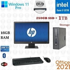 Windows 11 HP i7 3.4 ghz 16GB RAM 250GB SSD+1TB 22