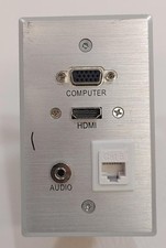 Universal Wall Plate with Computer VGA, HDMI, Audio, and Cat6 Ethernet Ports picture