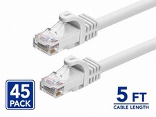 45 Pack White Monoprice Cat6 Ethernet Patch Cables FLEXboot Snagless NEW 45x picture