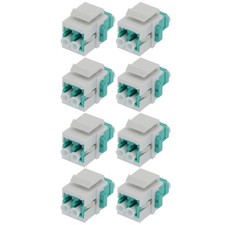 8x LC/UPC OM3 Duplex Multi Mode Fiber Optical Coupler Keystone Jack Snap-in Aqua picture