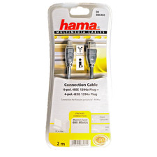 Hama FireWire Cable IEEE 1394a 6-pin to 4-pin 2m DV MiniDV Camcorder PC Mac NEW picture