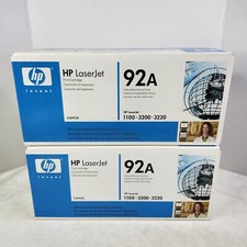 HP LaserJet C4092A 92A Genuine Black Toner Cartridge 1100 3200 3220 NIB Lot of 2 picture