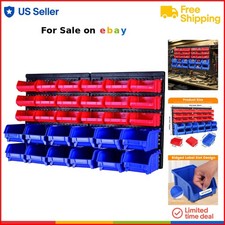 Wall Mount Parts Rack Plastic 30-Bin Storage Garage Workshop Small Parts picture