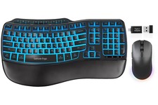 SABLUTE Ergo Wireless Keyboard Mouse Combo Ergonomic 4000mAh 7-Color Backlit USB picture