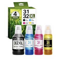 31 32XL Refill Ink Bottle Set (4 Pack) for HP 32XL 31 Ink Bottles Set picture