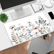 Pink Floral Mouse Pad Plant Wildflower Desk Mat for Keyboard and Mouse Desk Pad picture