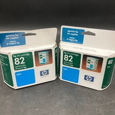 Two Genuine HP 82 Cyan Inkjet Cartridges New Sealed Exp 2005/2006 picture