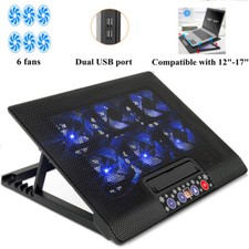M8 Laptop Cooling Pad,Adjustable Height W/6 Fans,2 USB Ports for 12