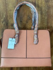 KTMOUW Laptop Bag With Shoulder Strap Waterproof PU Leather Lightweight Brown picture