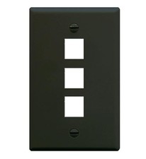 ICC Faceplate, Flat, 1-gang, 3-Port Black (face-3-bk) (face3bk) picture